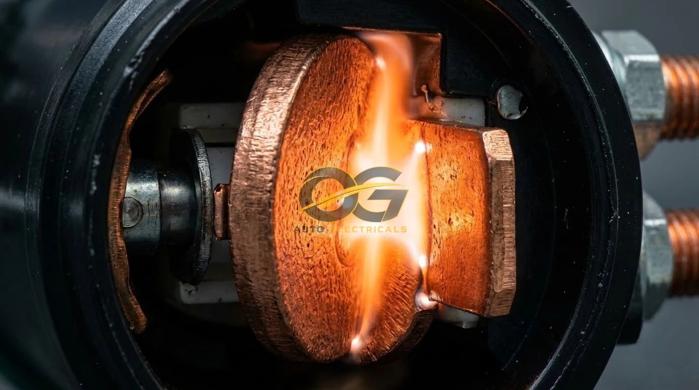 Copper contact disc inside a solenoid switch